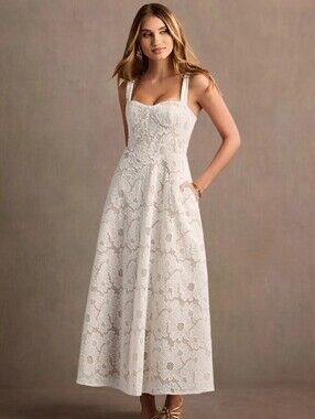 White Lace Sunflower Azazie Dress
